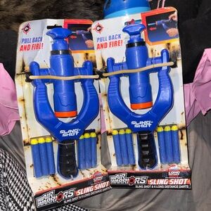 2 x Air Warriors Sling Shot & 6 Long Distance Darts (New)